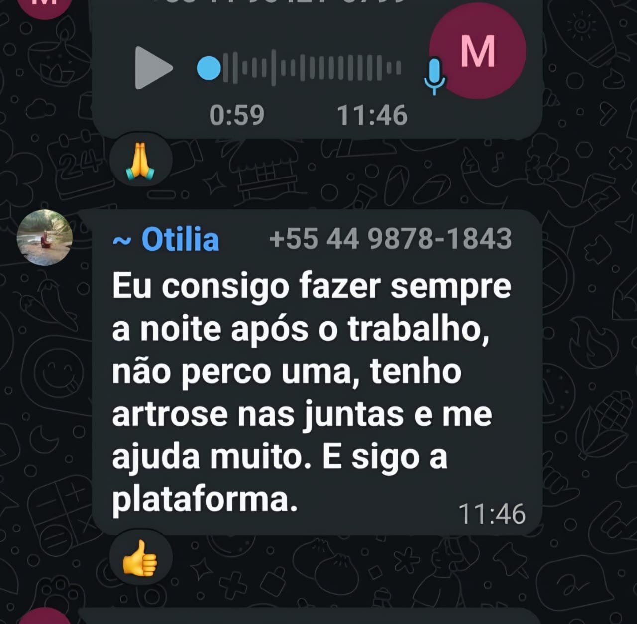 Depoimento da Otilia - me ajuda muito
